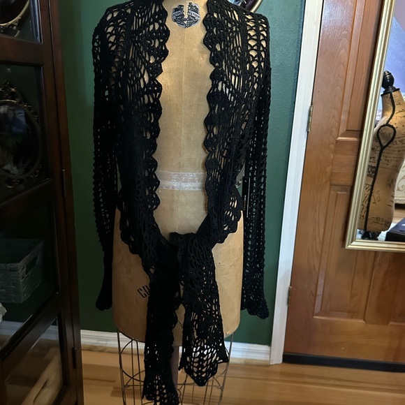 BCBGMaxAzria Black Crochet Cardigan - Picture 6 of 10